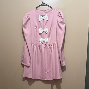 SHEIN Pink Dress with White Bows
